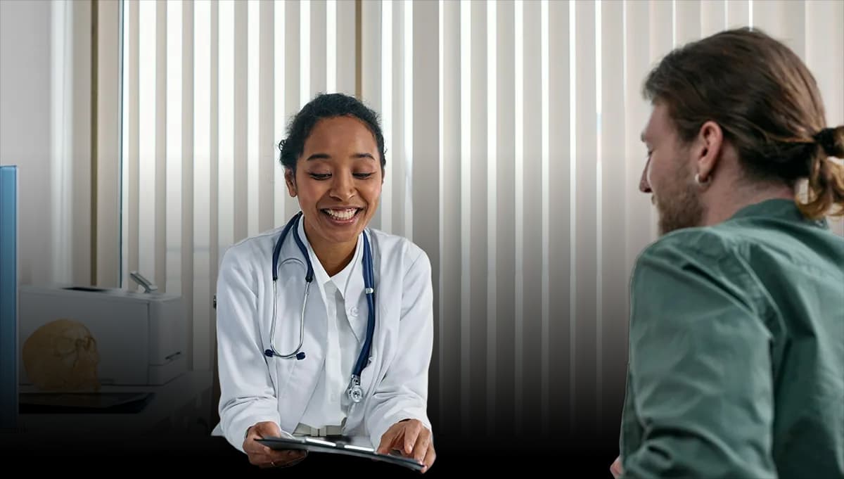 A doctor discussing a myDNA report with a patient
